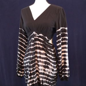 Surf Gypsy Black & White Tie Dye Cut-Out Dress Med